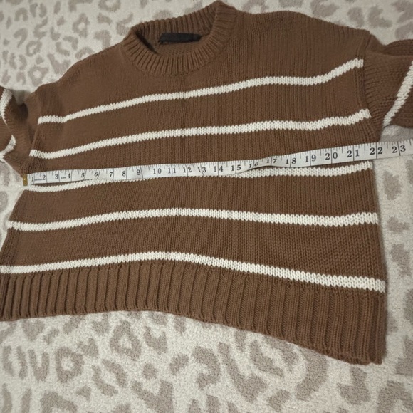 🍂Jenni Kayne Chloe Crewneck Sweater in Brown and White Stripes - Picture 7 of 7